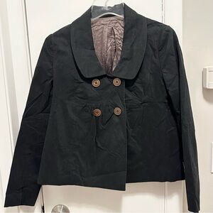 SILVIA SHARREL black blazer jacket 4 button coat lined Italy Sz 6 cotton